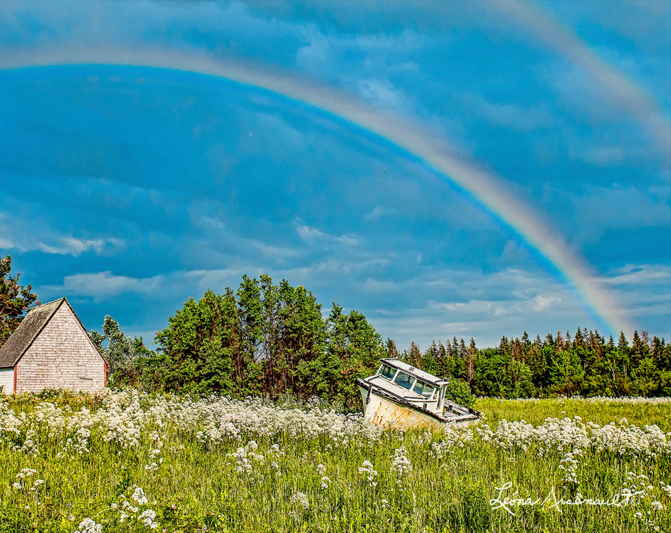 Abram-Village, PEI - Rainbow Over Land Boat