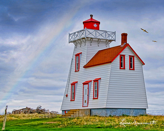 North Rustico Lighthouse, PEI - Rainbow in the Background